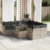 Image de vidaXL Salon de jardin 9 pcs avec coussins gris résine tressée