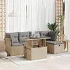 Image de vidaXL Salon de jardin avec coussins 6 pcs beige résine tressée