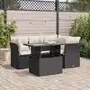 Image de vidaXL Salon de jardin 5 pcs avec coussins noir résine tressée