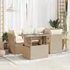 Image de vidaXL Salon de jardin avec coussins 5 pcs beige résine tressée