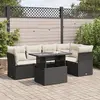Image de vidaXL Salon de jardin 6 pcs avec coussins noir résine tressée