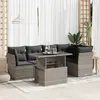 Image de vidaXL Salon de jardin 6 pcs avec coussins gris résine tressée