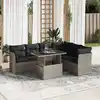 Image de vidaXL Salon de jardin avec coussins 7 pcs gris résine tressée