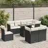 Image de vidaXL Salon de jardin 9 pcs avec coussins noir résine tressée