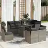 Image de vidaXL Salon de jardin 9 pcs avec coussins gris résine tressée