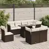Image de vidaXL Salon de jardin avec coussins 9 pcs marron résine tressée