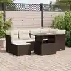 Image de vidaXL Salon de jardin avec coussins 7 pcs marron résine tressée