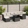 Image de vidaXL Salon de jardin 8 pcs avec coussins noir résine tressée