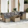 Image de vidaXL Salon de jardin avec coussins 8 pcs beige résine tressée