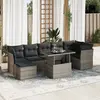Image de vidaXL Salon de jardin 8 pcs avec coussins gris résine tressée