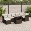 Image de vidaXL Salon de jardin 8 pcs avec coussins marron résine tressée