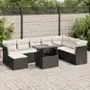 Image de vidaXL Salon de jardin 9 pcs avec coussins noir résine tressée