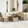 Image de vidaXL Salon de jardin avec coussins 9 pcs beige résine tressée