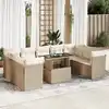 Image de vidaXL Salon de jardin avec coussins 10 pcs beige résine tressée