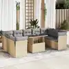Image de vidaXL Salon de jardin avec coussins 10 pcs beige résine tressée