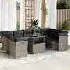 Image de vidaXL Salon de jardin avec coussins 10 pcs gris résine tressée