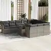 Image de vidaXL Salon de jardin 11 pcs avec coussins gris résine tressée