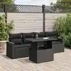 Image de vidaXL Salon de jardin 5 pcs avec coussins noir résine tressée