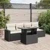Image de vidaXL Salon de jardin 5 pcs avec coussins noir résine tressée