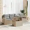 Image de vidaXL Salon de jardin avec coussins 5 pcs beige résine tressée