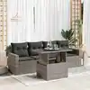 Image de vidaXL Salon de jardin 5 pcs avec coussins gris résine tressée