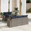 Image de vidaXL Salon de jardin avec coussins 6 pcs gris résine tressée acacia