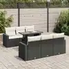 Image de vidaXL Salon de jardin 7 pcs avec coussins noir résine tressée