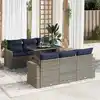 Image de vidaXL Salon de jardin avec coussins 7 pcs gris résine tressée acacia
