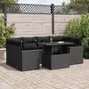 Image de vidaXL Salon de jardin 7 pcs avec coussins noir résine tressée