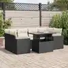Image de vidaXL Salon de jardin 7 pcs avec coussins noir résine tressée