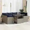 Image de vidaXL Salon de jardin avec coussins 7 pcs gris résine tressée acacia