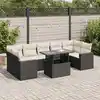 Image de vidaXL Salon de jardin 8 pcs avec coussins noir résine tressée