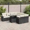Image de vidaXL Salon de jardin 9 pcs avec coussins noir résine tressée
