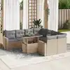 Image de vidaXL Salon de jardin avec coussins 9 pcs beige résine tressée
