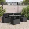 Image de vidaXL Salon de jardin 6 pcs avec coussins noir résine tressée