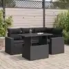 Image de vidaXL Salon de jardin 5 pcs avec coussins noir résine tressée