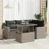 Image de vidaXL Salon de jardin 5 pcs avec coussins gris résine tressée