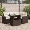 Image de vidaXL Salon de jardin avec coussins 5 pcs marron résine tressée