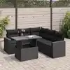 Image de vidaXL Salon de jardin 6 pcs avec coussins noir résine tressée