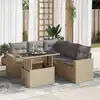 Image de vidaXL Salon de jardin avec coussins 6 pcs beige résine tressée