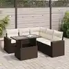 Image de vidaXL Salon de jardin avec coussins 6 pcs marron résine tressée