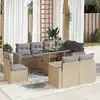 Image de vidaXL Salon de jardin avec coussins 9 pcs beige résine tressée