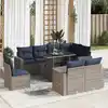 Image de vidaXL Salon de jardin avec coussins 9 pcs gris résine tressée acacia