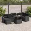 Image de vidaXL Salon de jardin 8 pcs avec coussins noir résine tressée