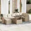 Image de vidaXL Salon de jardin avec coussins 8 pcs beige résine tressée