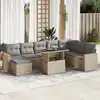 Image de vidaXL Salon de jardin avec coussins 9 pcs beige résine tressée