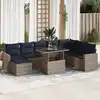 Image de vidaXL Salon de jardin avec coussins 9 pcs gris résine tressée acacia