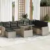 Image de vidaXL Salon de jardin 9 pcs avec coussins gris clair résine tressée