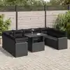 Image de vidaXL Salon de jardin 10 pcs avec coussins noir résine tressée