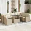Image de vidaXL Salon de jardin avec coussins 10 pcs beige résine tressée